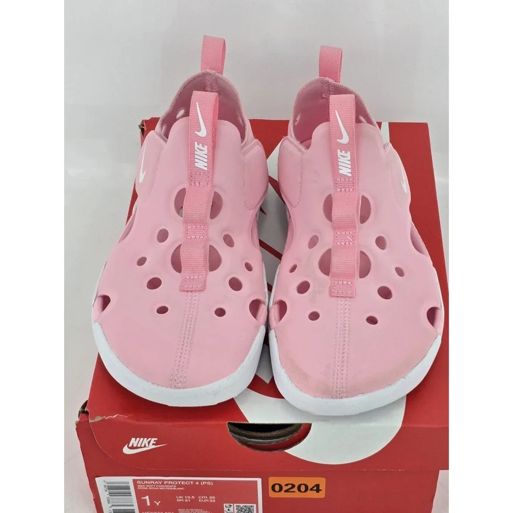 Nike Sunray Protect 4 Water Shoes Sandals sz 1 Youth Girl Pink/White Closed Toe